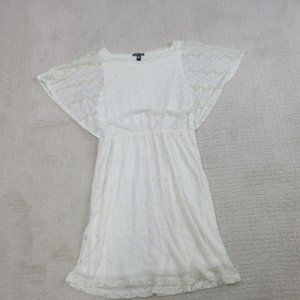 BloomingRose Dress Womens Large White Short Lace Sheer Floral Dress